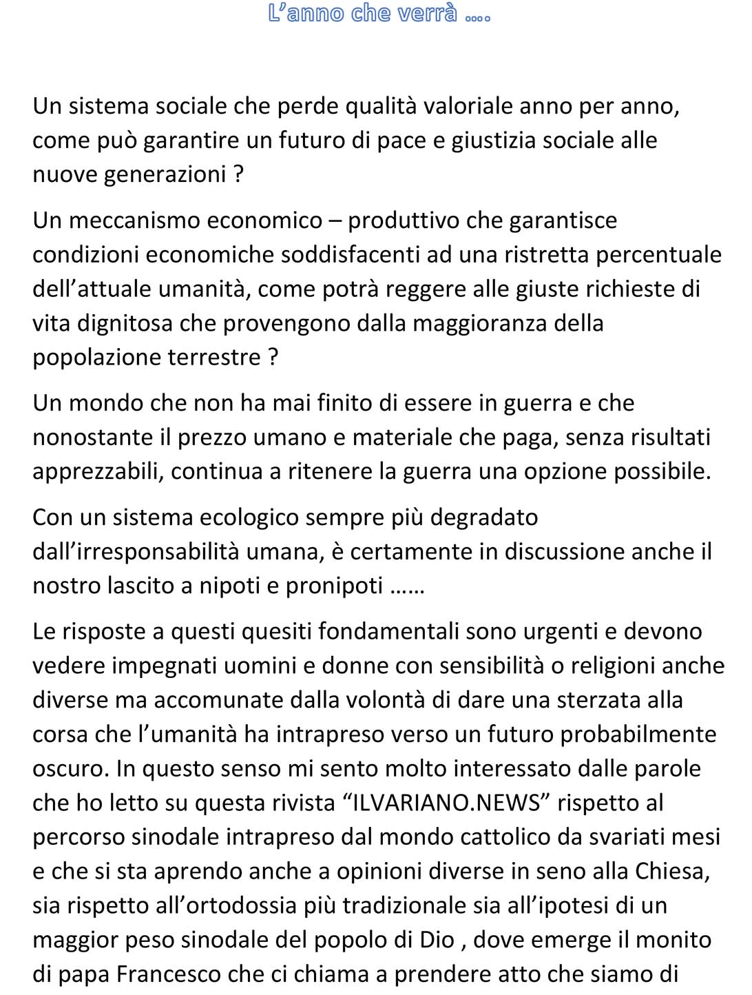 riflessioni di R. Mainardi