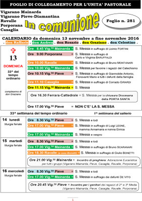 Foglio di collegamento unità pastorale