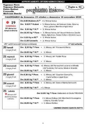 Foglio di collegamento pastorale